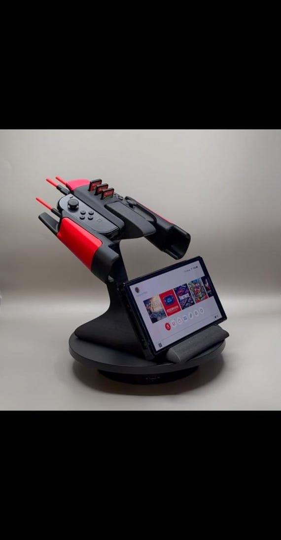 Spaceship JoyCon Grip With Detachable Stand And Game Card Holder