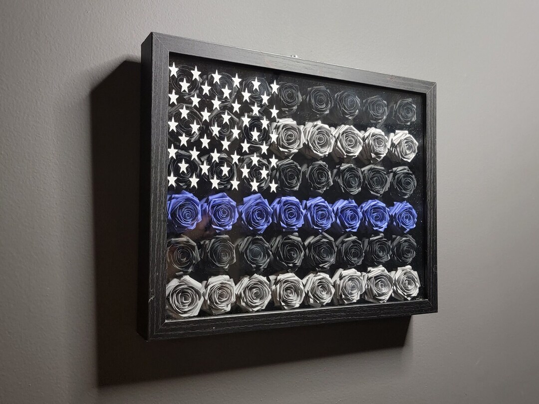 Thin Blue Line Shadow Box, Law Enforcement Flag, Police Officer, Gift