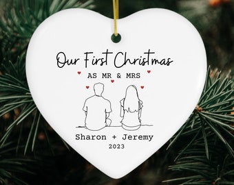 First Christmas Married Ornament, Newlywed Gift, Mr & Mrs Christmas Ornament, Personalized Christmas Ornament, Wedding Gift, Xmas Keepsake