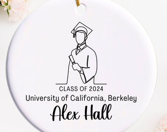 Personalized Graduation Ornament Class of 2024 Custom Graduation Gift College Ornament College Grad Gift School Ornament Graduation Line Art