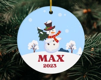 Boys Christmas Ornament for Kids Christmas Ornament Personalized Custom Name Snowman Christmas Ornament Name Ornament Kids Stocking Stuffer