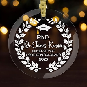 PHD Ornament phd Grad Gift phd Gifts For Her phd Era Graduation Gift For Him Doctoral Degree Graduation Dr. PhD Doctorate Dissertation Gifts White leaves Border