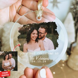 First Christmas Married Ornament, Wedding Photo Ornament for Newlywed Couple Christmas Ornament, Mr and Mrs Ornament, Newlywed Xmas Ornament