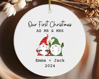 First Christmas Married Ornament Personalized Gift for Couple Custom Wedding Gift Engagement Ornament Just Married Gift Married Christmas