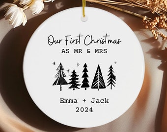 First Christmas Married Ornament Personalized Gift for Couple Custom Wedding Gift Engagement Ornament Just Married Gift Married Christmas