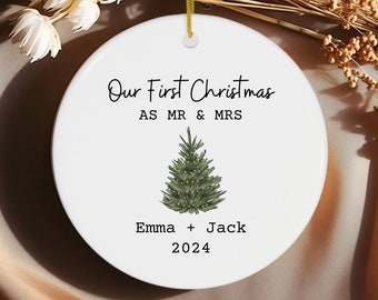 First Christmas Married Ornament Personalized Gift for Couple Custom Wedding Gift Engagement Ornament Just Married Gift Married Christmas