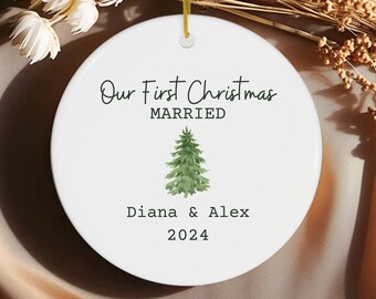 First Christmas Married Ornament Newlywed Gift for Mr & Mrs Christmas Ornament Personalized Mr Mrs Christmas Ornament Wedding Gift Keepsake