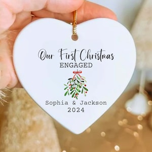 Engagement Ornament Personalized First Christmas Engaged Ornament Custom Engaged Christmas Ornament Engagement Gifts for Newly Engaged Gift