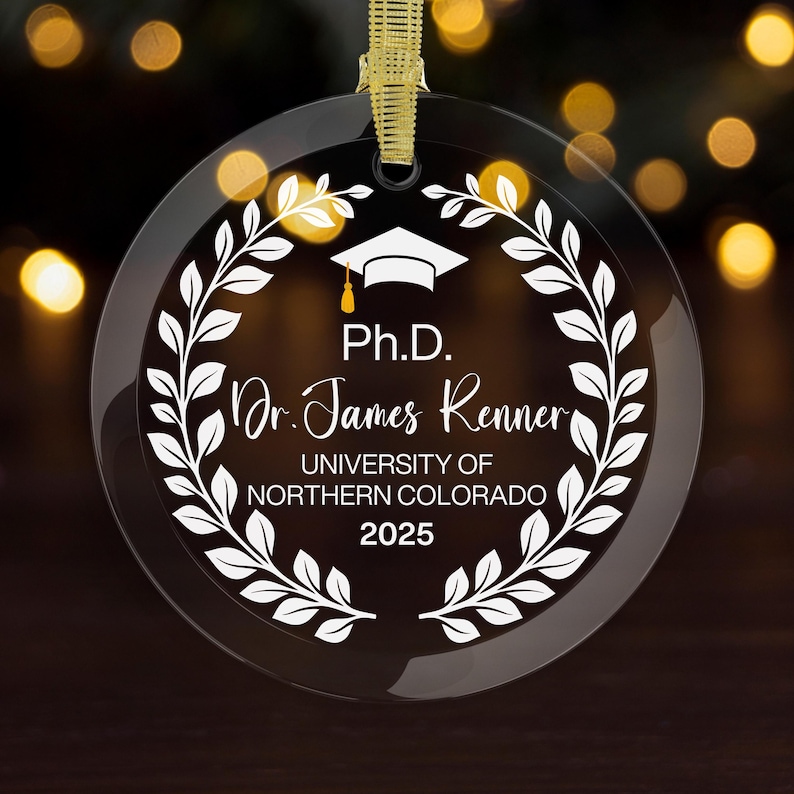 PHD Ornament phd Grad Gift phd Gifts For Her phd Era Graduation Gift For Him Doctoral Degree Graduation Dr. PhD Doctorate Dissertation Gifts White leaves Border