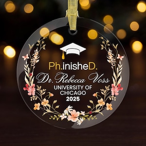 PHD Ornament phd Grad Gift phd Gifts For Her phd Era Graduation Gift For Him Doctoral Degree Graduation Dr. PhD Doctorate Dissertation Gifts Red Yellow Flowers