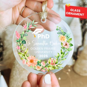 PHD Ornament phd Grad Gift phd Gifts For Her phd Era Graduation Gift For Him Doctoral Degree Graduation Dr. PhD Doctorate Dissertation Gifts Orange Pink Flowers