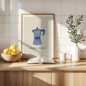 Buongiorno kitchen wall art - Italian coffee prints and posters A5 A4 A3