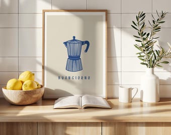 Buongiorno kitchen wall art - Italian coffee prints and posters A5 A4 A3