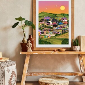 Festival Art Print Vibrant Colorful Concert Illustration Poster