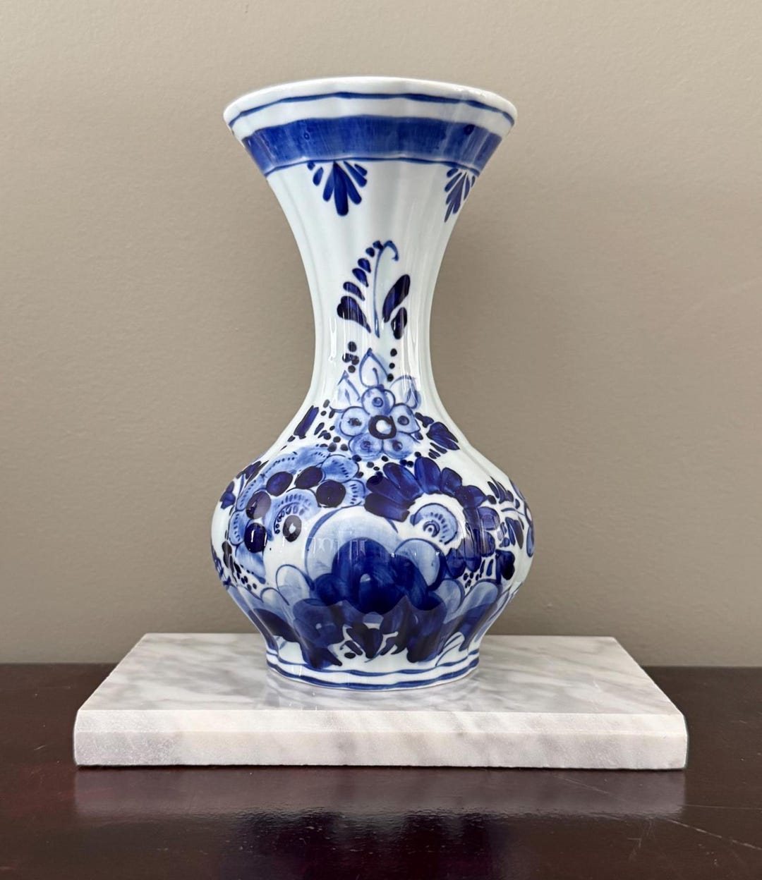 Vintage Hand Painted Delfts Blauw # 682 Blue White Vase - 7" - Etsy