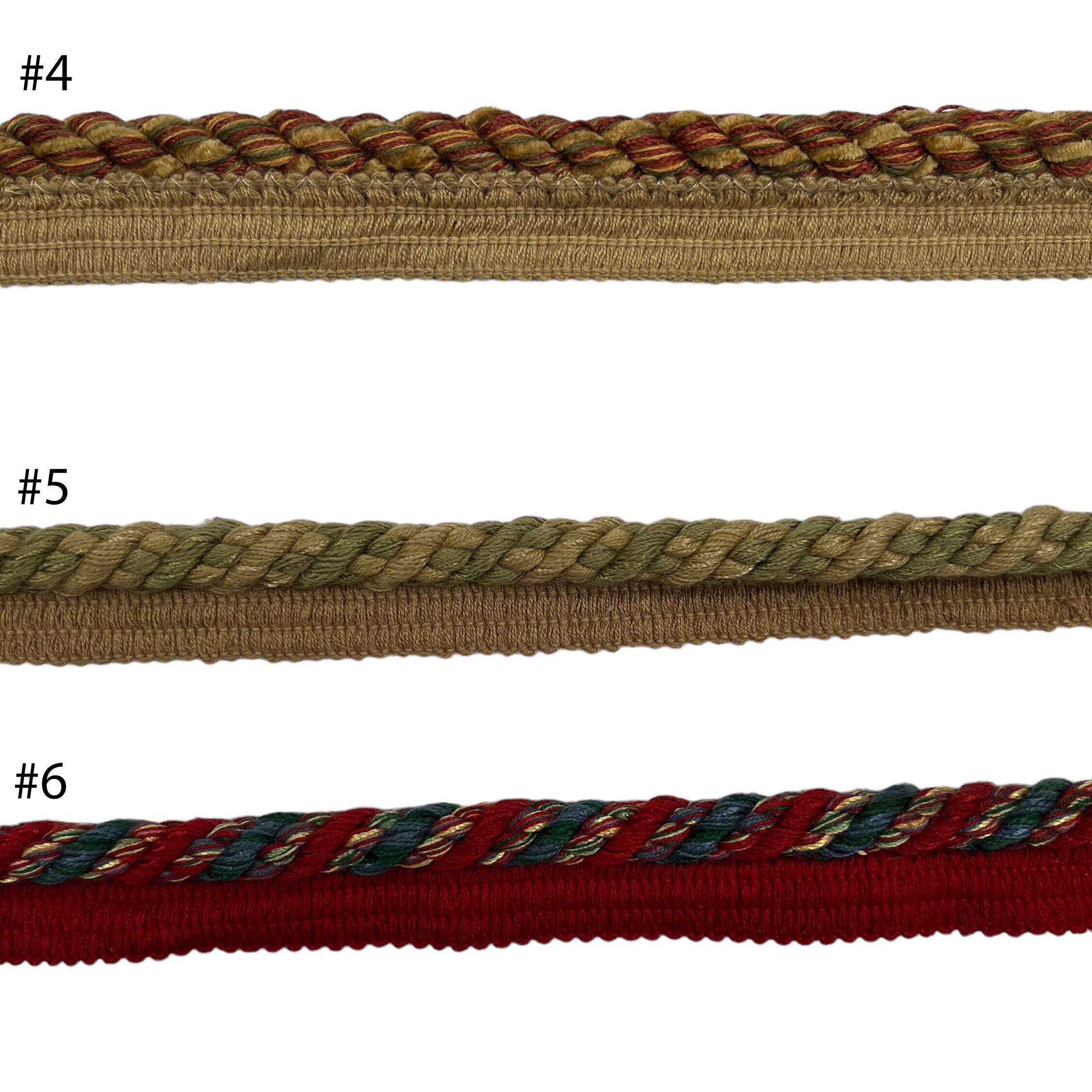 Swatches Rope LAST CHANCE 6 Colors - Lip Cord W/ Lip Sold by the Yard | Twisted Rope ...