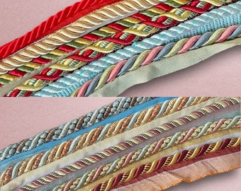 11 Colors - Shiny Lip Cord w/ Lip Sold by the Yard | Chenille Twisted Rope | Free Swatch