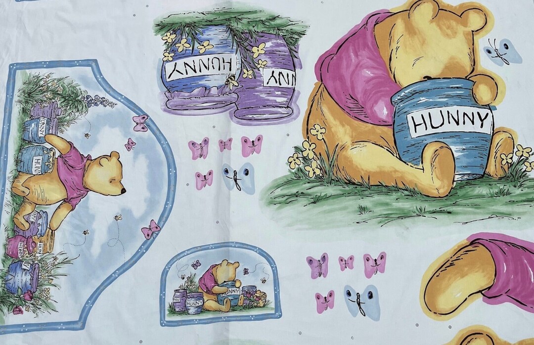 Vintage Winnie the Pooh Fabric Panel Sold by the Yard | Quilting
