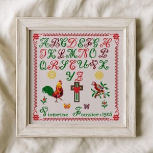 Victorine Foussier 1905 French Reproduction Sampler
