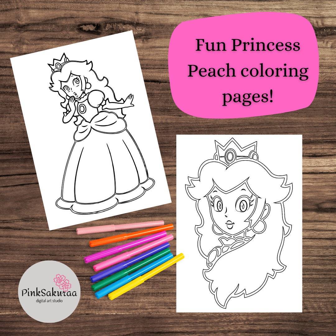 Super Mario Princess Peach Coloring Pages - PDF Download - Digital
