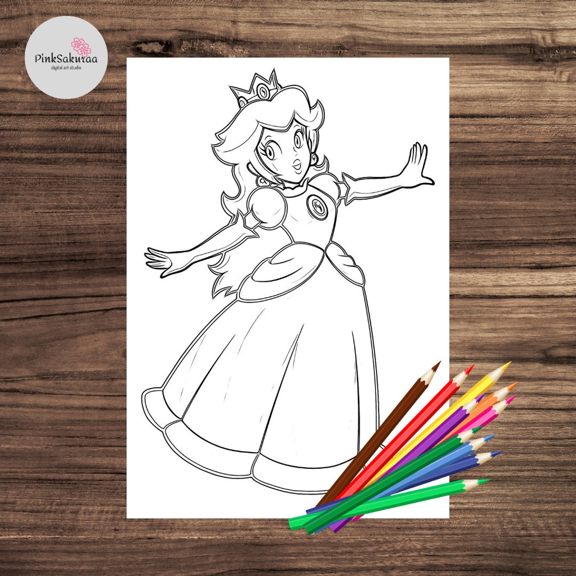 Super Mario Princess Peach Coloring Pages - PDF Download - Digital
