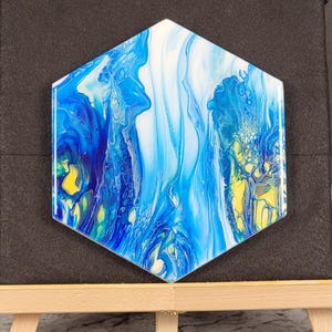 8” Blue & Yellow Hexagon Trivet