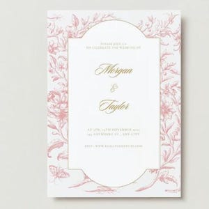 This Red and Beige Classical Wedding Invitation is a stunning blend of timeless elegance and refined design.