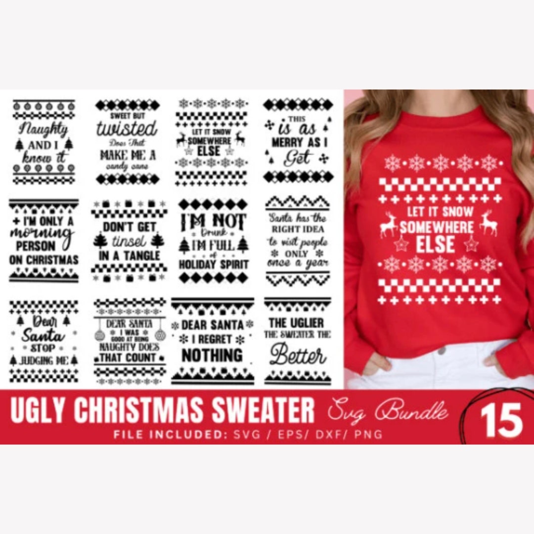 Paquete SVG De Suéter Feo De Navidad Feliz Navidad SVG Crafts