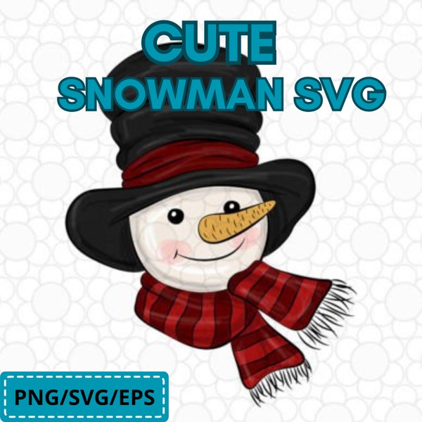 Snowman SVG - Cute Christmas Scarf Snowman SVG - Snowman Face SVG for Diverse Crafts: Snowman Ornament Svg, Snowman Card Svg, Christmas Svg