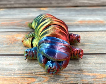 Tardigrade in Tri-Color Rainbow Articulated 3D Printed Fidget Figure