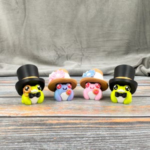 Dapper Mr. & Mrs. Frogs 3D Printed Clicker Fidgets