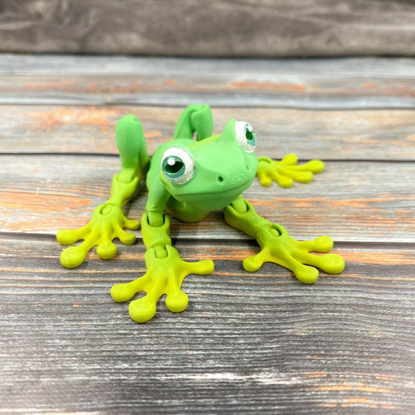 Magnetic Tree Frog in Lemon Lime Articulated 3D Printed Fidget Figure