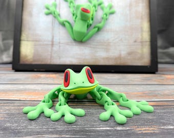 Magnetic Red Eye Tree Frog Articulated 3D Printed Fidget Figure