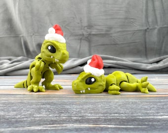Santasaurus Rex 3D Printed Articulated Fidget Figure