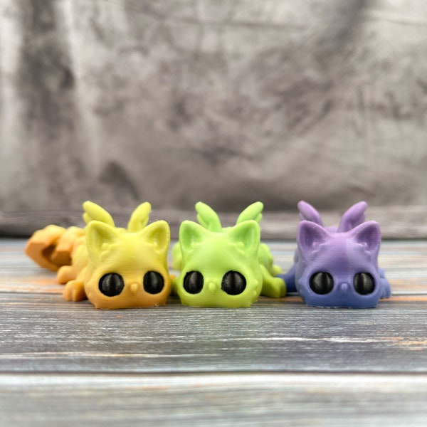 Meowl in Rainbow Matte 3D Printed Articulated Fidget Figure