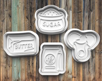 Baking Ingredients Cookie Cutters, Cookie Stamps