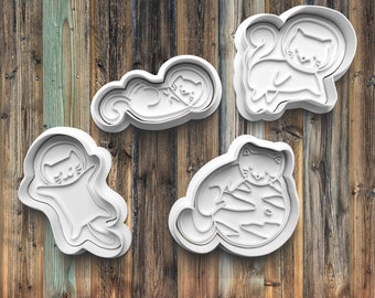 Space Cats Cookie Cutters, Cookie Stamps