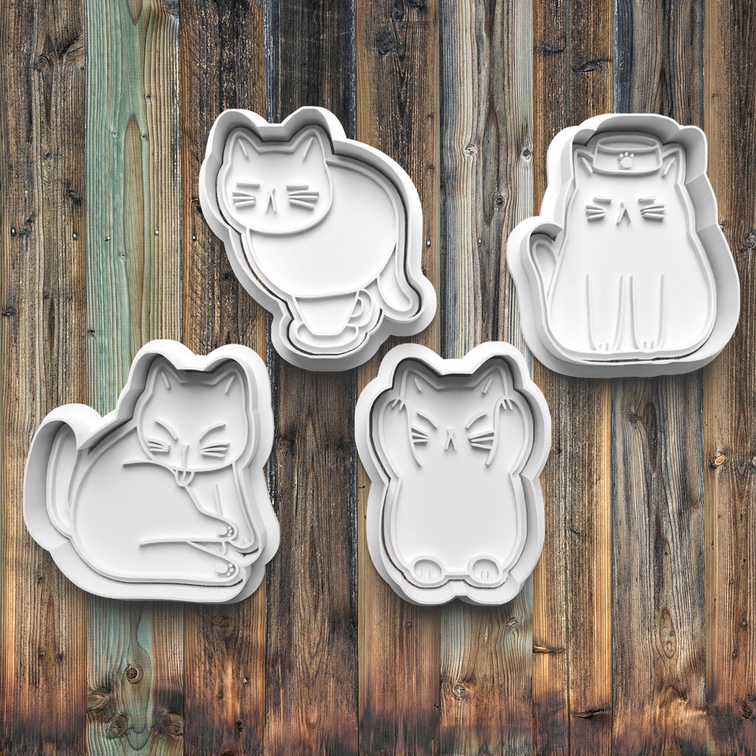 Cats Cookie Cutters Cookie Stamps Etsy