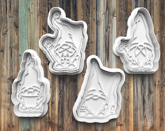 Camping Gnomes Cookie Cutters, Cookie Stamps