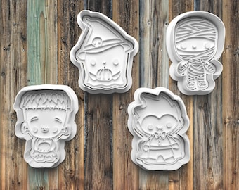 Little Monsters Cookie Cutters, Halloween Cookie Cutters, Cookie Stamps