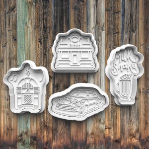 50s Diner Cookie Cutters, Cookie Stamps