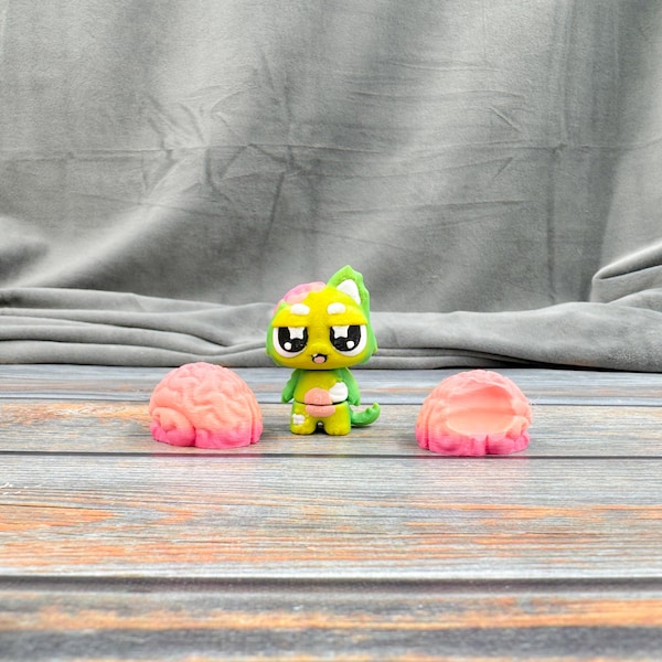 Zombie Cat + Brains 3D Printed Fidget Figure