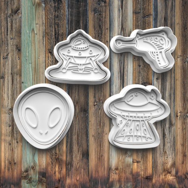 Alien UFO Cookie Cutters, Cookie Stamps