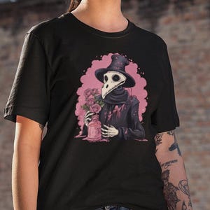 T-shirt Pastel Goth Plague Doctor, T-shirt mignon effrayant, T-shirts unisexes, Mode gothique unique