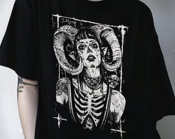 Devil Women Dark Tshirt, Mall Punk Style Trad Goth Gothic Clothing, Elder Emo Strange Unique Gifts