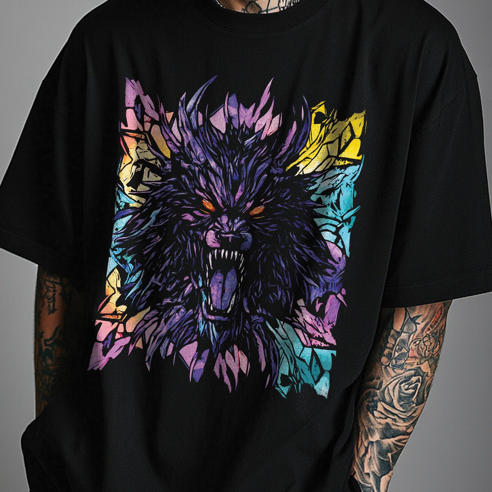 Stainless Glass Werewolf Tshirt, Lycanthropy Art Alternative clothing Gothic Top - Picture 1 of 3