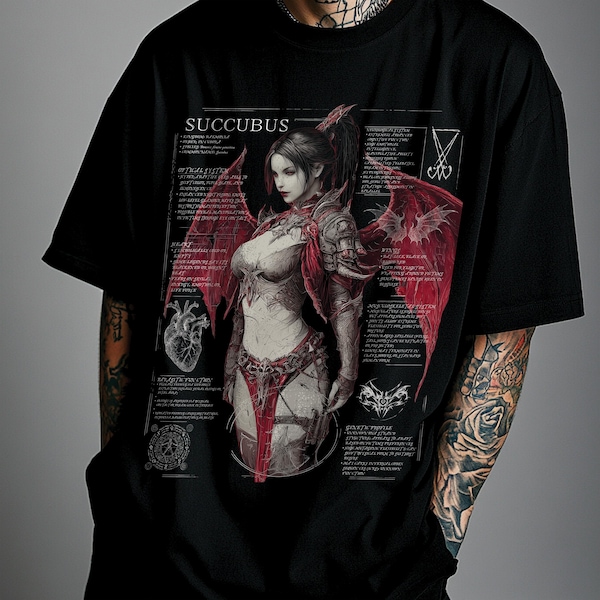 Anatomy Of A Demon Succubus Shirt | Gothic Demon Biology Tee For Witchy Goth Punk Emo Alternative Dark Aesthetic