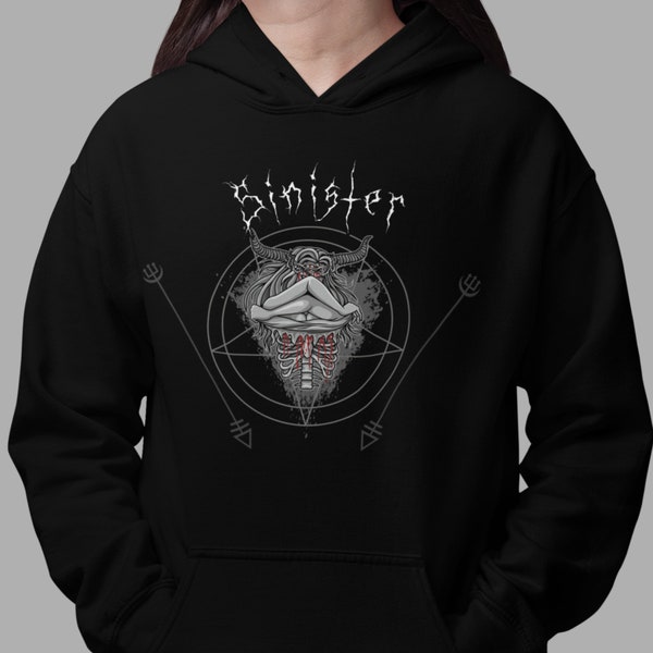 Sinister Hoodie, Gothic Clothes Horror Gore Style Skeleton Jumper, Grunge Clothing Emo Appeal Gifts For Men Women