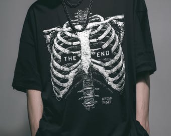The End Ribcage Skeleton T-Shirt – Gothic Anatomy Grunge Tee – Punk Deathcore Horror Shirt – Beyond Twisted Graphic Top
