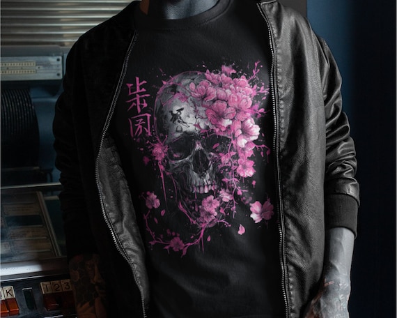 Skull Japan Shirt, Gothic Clothing, Skulls T-Shirt, Punk & Grunge Clothing, Japanese Aesthetic, Nu Goth Outfit, Alternative Apparel